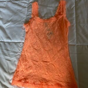 Lace Trim Orange Camisole Top